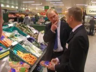 Tim with Morrisons Director of Public Relations, Richard Taylor, at the Kendal store.
