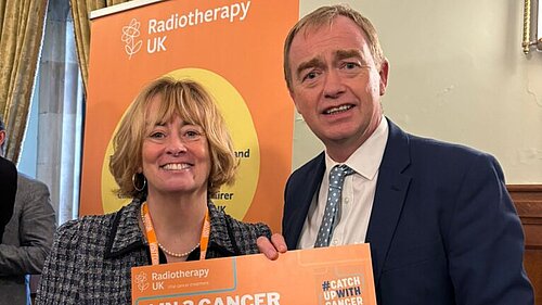 Tim Farron with Professor Pat Price from Radiotherapy UK in Parliament