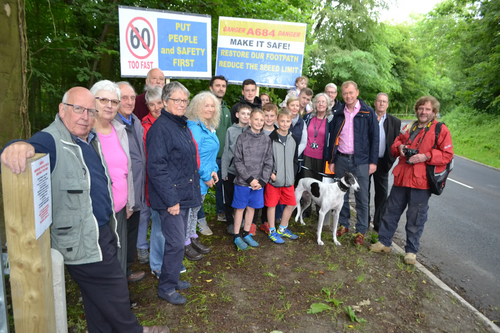 Tim with local residents and councillors on the A684