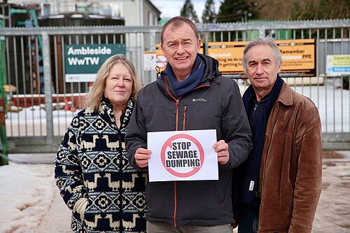 Tim and campaigners outside Ambleside WwTW