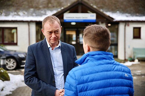 Tim outside a local GP surgery