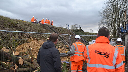 Tim at the site of the derailed train