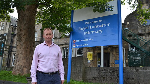 Tim outside Royal Lancaster Infirmary