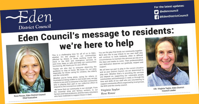 Image courtesy of Cumberland & Westmorland Herald 200516-Eden DC here to help - Herald