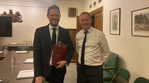 Tim with Minister Stephen Morgan