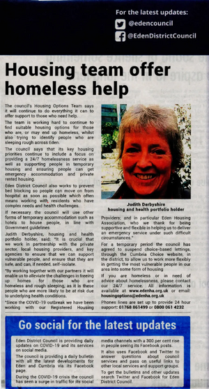 Image courtesy of Cumberland & Westmorland Herald C&W Herald Covid-19 Support April 2020